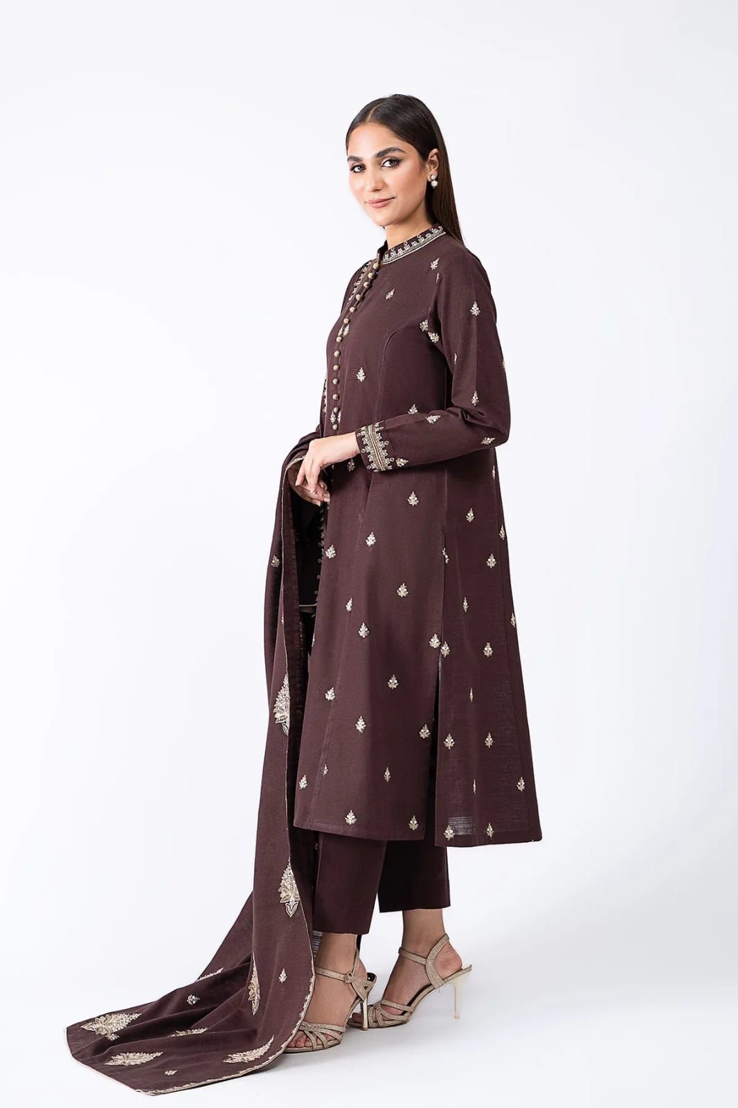 Kayseria 3pc Dhanak stuff  with Dhanak Emb shawl Winter Collection