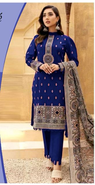 BAREEZE 3pc Unstitched Top Trending Wedding Winter Collection