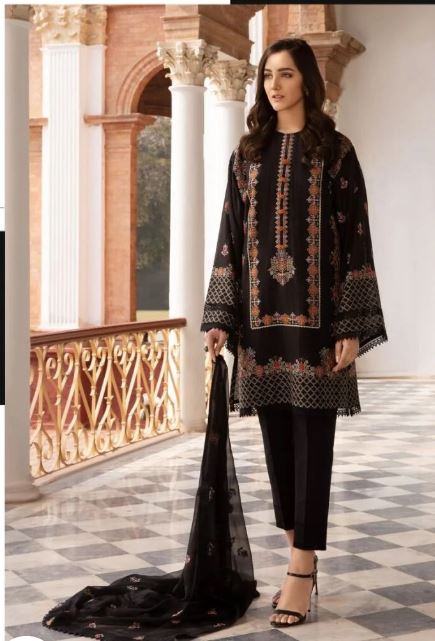 BAREEE fancy 3pc  Unstitched lawn Suit Top Trending