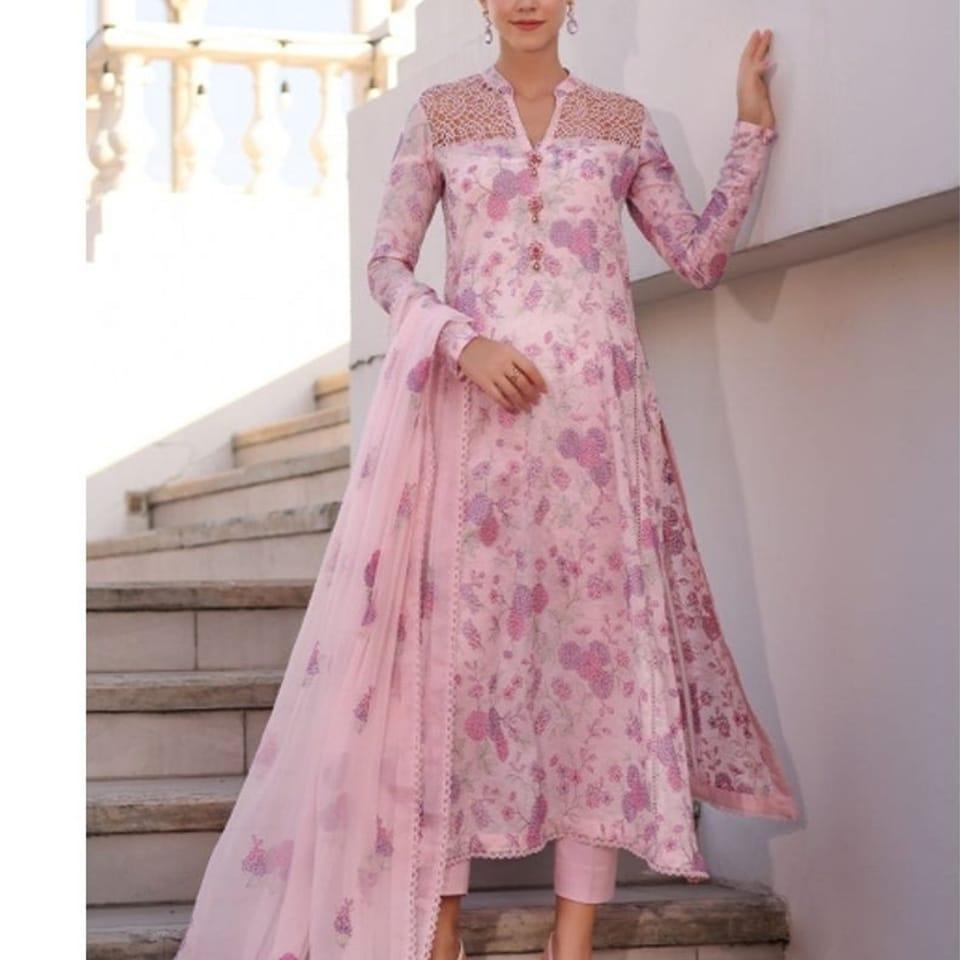 Bareeze Rose Pink Lawn Unstitched Suit